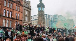 Police has called for urgent talks with Celtic after 'violent' fan celebrations in the Trongate area
