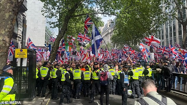 Thousands of Unite the Kingdom protesters, waving Union Jack and St George's flags, have already descended on the meeting point this morning to line the streets.