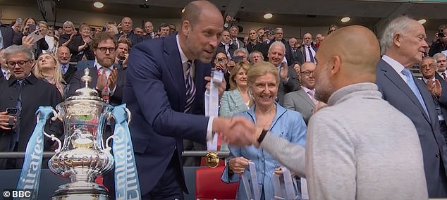 Prince William had a cheeky message for Pep Guardiola after Man City won the FA Cup