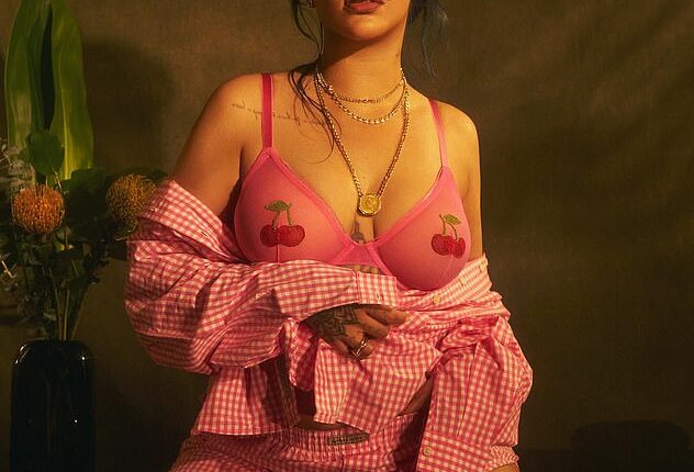 Rihanna put her hourglass curves on full display as she modelled sheer lingerie from Fenty