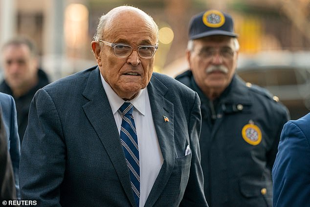 Giuliani is seen here outside United States District Court in Manhattan, New York City, on January 3, 2025