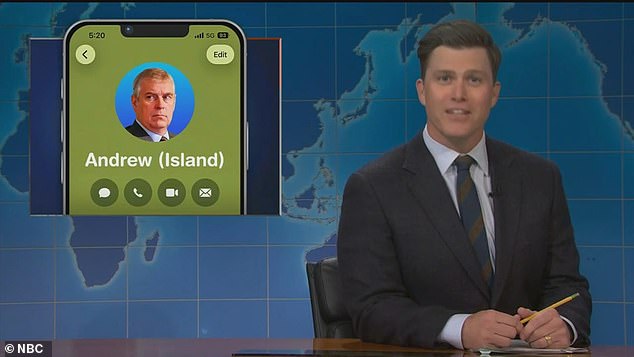 Saturday Night Live took aim at King Charles III's historic visit to America as they mocked President Trump's association with the royal's disgraced brother Andrew
