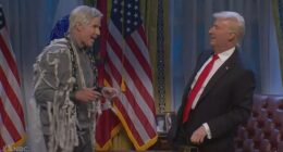 Will Ferrell hosted SNL's 51st season finale on Saturday night, opening the show as Epstein's ghost alongside James Austin Johnson's Trump, pictured above
