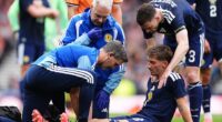 Billy Gilmour is attended to by Scotland medics but the look on his face told its own story