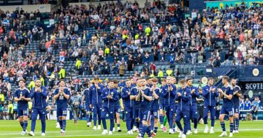 Scotland's players embark on a lap of honour after running out 4-1 winners over Curacao