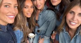 Melbourne's 'It' girls gathered for a lavish bash on Saturday to celebrate the birthday of twin socialites. (Pictured: Sally Crinis, Nadia Bartel, Sarah Lucas, Lauren Tarrant and Shirin Pulitano)