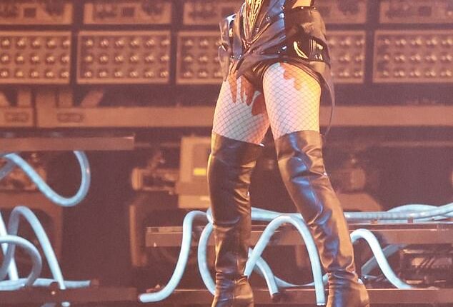 Alexandra Capitanescu (pictured) raised eyebrows at the Vienna Stadthalle by performing a bondage-inspired song called 'Choke Me'