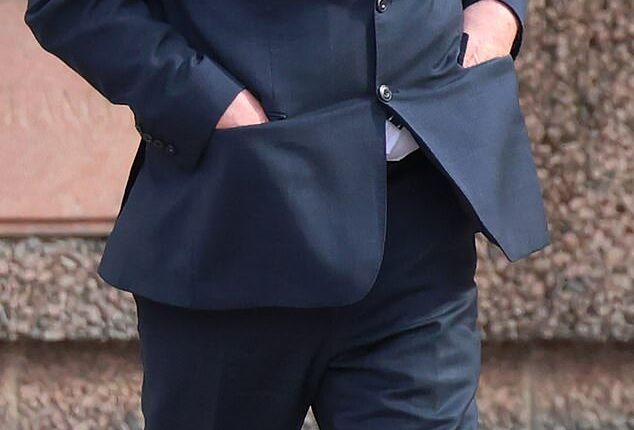 Hugh Fleetwood, 67, pictured leaving Liverpool Magistrates Court after being handed a suspended sentence for harassment and posting intimate pictures of his mistress online