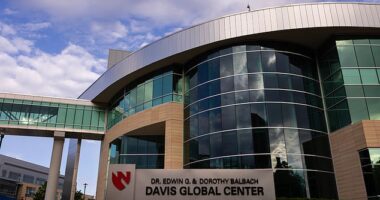 Nebraska Medicine's Davis Global Center is pictured above, where American passengers from the hantavirus-stricken cruise ship are quarantining