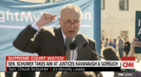 Senate Minority Leader Chuck Schumer, D-N.Y., speaks at a rally near the Supreme Court in March 2020 warning that conservative justices 'will pay the price' should they overturn Roe v. Wade.