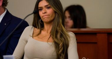 Disgraced Bachelorette Taylor Frankie Paul's attorney claimed in a court hearing Thursday that she suffered two miscarriages before a February domestic violence incident, according to Us Weekly; Paul is pictured in court in Salt Lake City, Utah, on Thursday