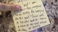 An apartment resident has amused thousands after revealing the handwritten apology note she left for her neighbours following a late-night incident inside her flat
