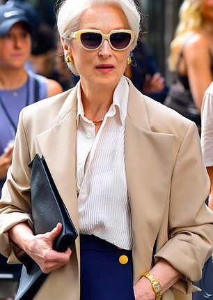 Meryl Streep during filming for The Devil Wears Prada 2