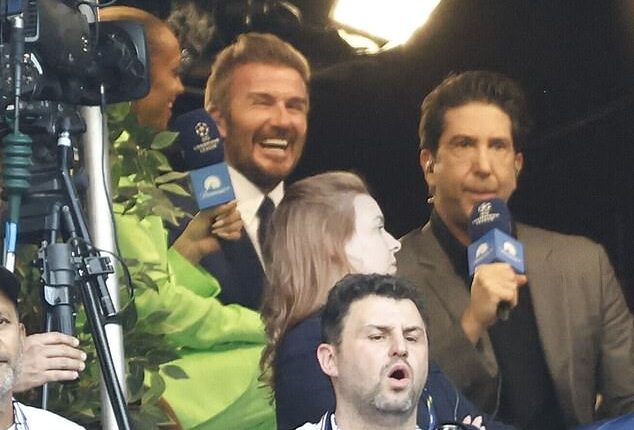 David Schwimmer was among the star-studded crowd watching on as Arsenal lost to Paris Saint-Germain at the Champions League final in Budapest