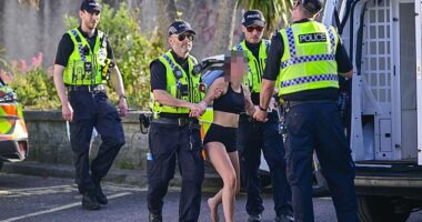 Police made arrests as they launched a crackdown against unruly youths on Bournemouth beach during the half term heatwave