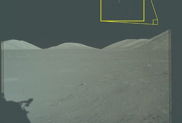 One NASA image from the Apollo 17 moon mission in 1972 appears to show three lights arranged in a triangular formation above the lunar terrain