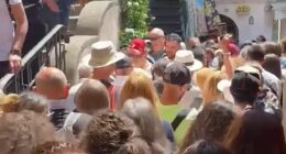 Hundreds of tourists clogged the streets of Positano on the Almalfi Coast in southern Italy in the latest episode of over tourism in the town