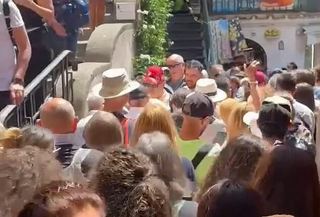 Hundreds of tourists clogged the streets of Positano on the Almalfi Coast in southern Italy in the latest episode of over tourism in the town