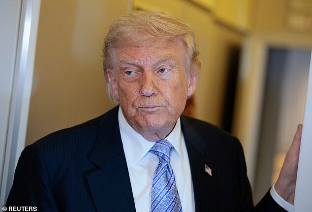 Donald Trump speaks to the press aboard Air Force One enroute to the U.S. following his official visit with President Xi Jinping in China, May 15