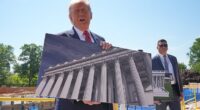 President Donald Trump brought reporters to the construction site of his White House ballroom project on Tuesday morning