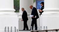 President Donald Trump is captured departing the White House Tuesday morning to travel to Walter Reed National Military Medical Center for his annual physical