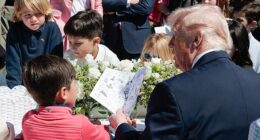 Trump takes swipe at Biden after offering autographs to kids at Easter Egg Roll