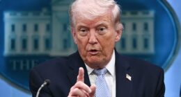 Donald Trump has vowed to pursue the 'sick' leaker who revealed that the US was searching for a second missing airman after a fighter jet was downed over Iran. The President said during a Monday briefing that the unnamed media company behind the report would be forced to give up the source or face jail. 'We're gonna go to the media company that released it and we're gonna say: "National security: Give it up or go to jail,"' Trump said. Two airmen went missing when their F-15E fighter jet was shot down behind enemy lines on Good Friday. The pilot was rescued within hours but the jet's weapons system operator (WSO) remained missing until Sunday morning.