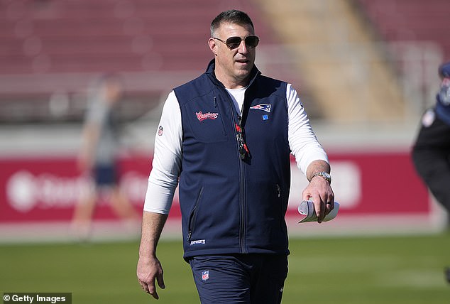 Mike Vrabel, pictured back in February, made a return to Patriots practice on Saturday