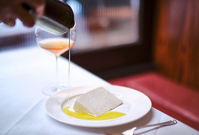 Aged ricotta is ‘anointed with a delicate Sardinian olive oil’