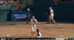 A disembodied voice made a vulgar demand during Sunday's Texas-Arizona State game, although fans following along on closed captioning thought he said: 'Nick Mudball sack!'