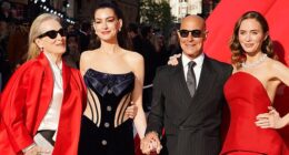 The Devil Wears Prada 2 cast, including Meryl Streep, Anne Hathaway, Stanley Tucci and Emily Blunt, are pictured at the European premiere in London