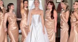 Roxy Horner with her bridesmaids on the day of her £250,000 wedding to Jack Whitehall last month