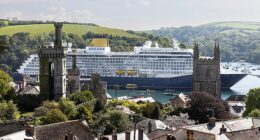Residents of Fowey again faced an overwhelming influx of tourists this week, after the 58,000-ton Spirit of Adventure ship arrived at the harbour on Friday