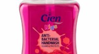 In the pink: A supermarket bottle such as Lidl's own-brand Cien anti-bac tells guests to your home that hygiene focused and prioritise convenience above style