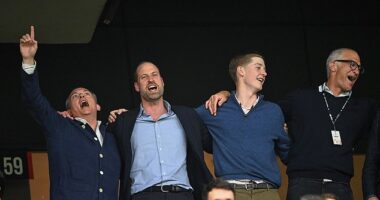 Left to right: Ben Dawes, Prince William, Jake van Cutsem, Edward van Cutsem