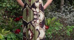 Lady Amelia Windsor, 30, opts for a patterned dress and brown moccasins on the first day of the Chelsea Flower Show in London
