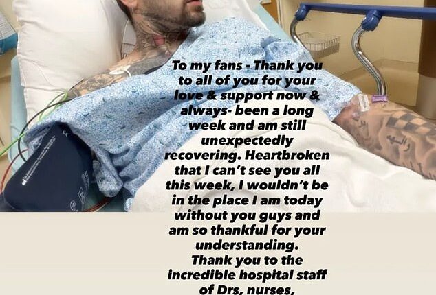 The former One Direction singer, 33, was hospitalised with a mystery illness last month and shared an alarming snap from his bed
