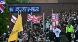Hundreds of protesters have descended upon Southampton police station over the footage of Henry Nowak's arrest