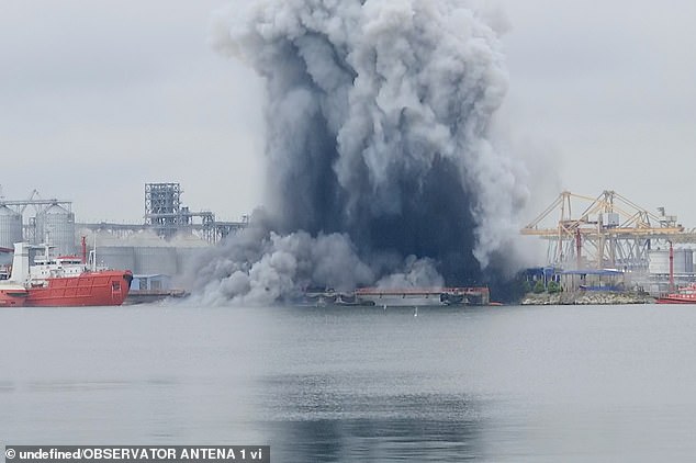 A marine drone - similar to the ones used in the Ukraine war - has caused a major explosion after hitting the main port of Constan¿a in NATO state Romania