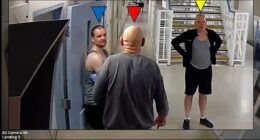 CCTV footage from inside HMP Wakefield showed the three defendants prior to entering Bevan's cell