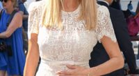 Tess Daly continued to sport her wedding and engagement ring while leading the celebrity glamour as Wimbledon kicked off on Monday