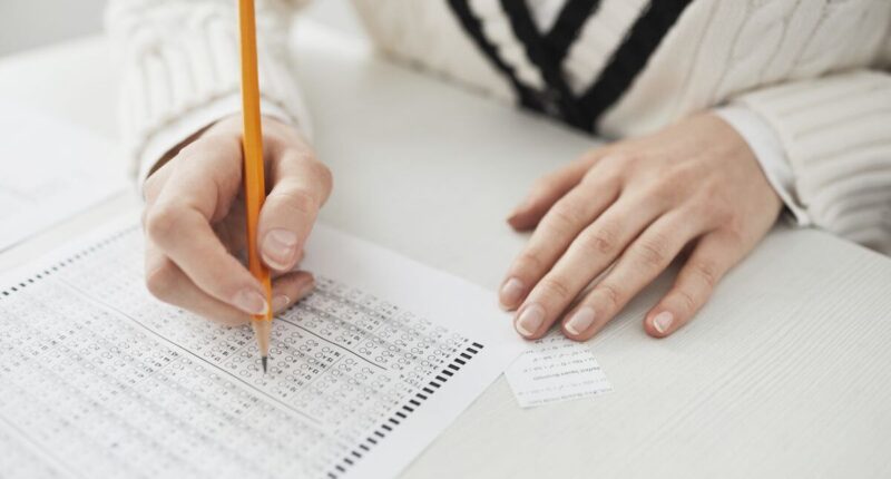 Student taking a test.