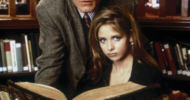 Celebrities have paid heartfelt tribute to Anthony Head after his death at age 72 - pictured in Buffy the Vampire Slayer with Sarah Michelle Gellar in 1997