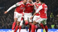 Arsenal defender William Saliba (second left) could miss the World Cup through injury