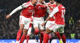 Arsenal defender William Saliba (second left) could miss the World Cup through injury