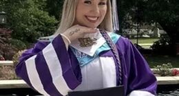 Recent Blount High School graduate Rylie McGill died in a tragic car crash on Tuesday (pictured here at her high school graduation)