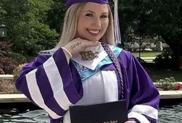 Recent Blount High School graduate Rylie McGill died in a tragic car crash on Tuesday (pictured here at her high school graduation)