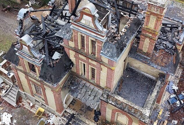 Dimitri and David Petitpas received the devastating call that their 200-year-old Egmont Manor (pictured), located near Cloyes-les-Trois-Rivières, suffered immense damage from a fire