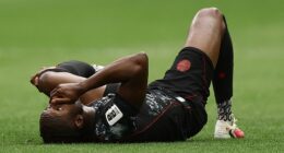 Canada star Ismael Kone suffered a horror injury during the Group B clash against Qatar