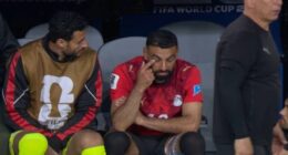 Mo Salah was seen with an ice pack strapped to his left hamstring after coming off